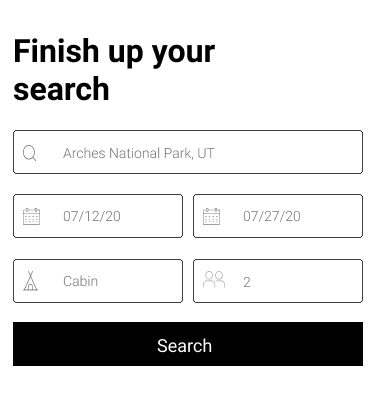 Low-fidelity CAMPO search form wireframe